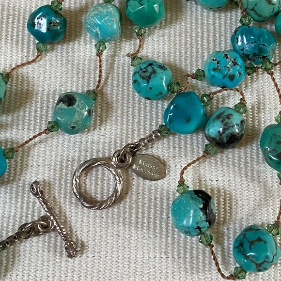 MARGO MORRISON TURQUOISE NECKLACE 36” HANDMADE